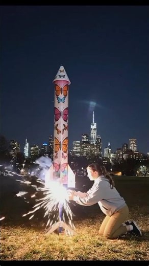 Butterfly Firework Rocket in Night Sky! Mystimorpha