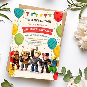 Roblox Birthday Invitation Template: Editable Game Party Invite (digital Download) - Etsy