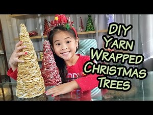 DIY Yarn Wrapped Christmas Trees | Sparkly Christmas Tree Craft | Cheap Holiday Decor Tutorials