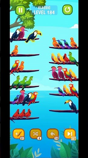 Bird sort color puzzle level 184 gameplay walkthrough solution Android gameplay #short #game