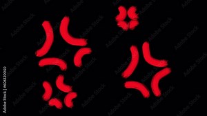 Animation of cartoon angry symbol lines on a black screen. The concept of bruise, blow, anger in anime style. Stock video effect in 4k with alpha channel.