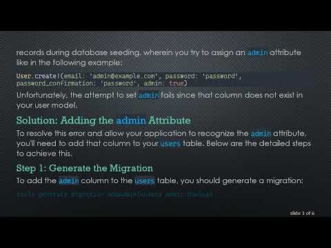 Resolving ActiveModel::UnknownAttributeError: Adding the admin Attribute to Your User Model in Rails