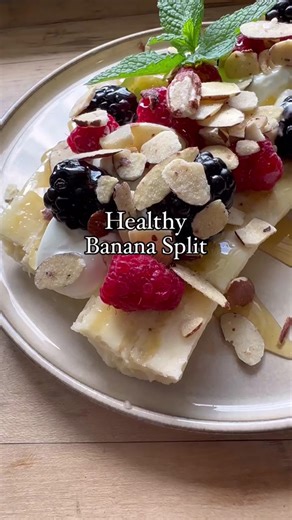 Greek yogurt banana split recipe with a healthy twist on a classic dessert