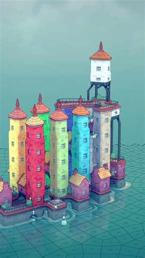 高い塔と低い家たちの融合 The fusion of tall towers and low houses/Townscaper #ショート #city builder