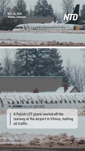 12K views · 23 reactions | A passenger aircraft from Polish carrier LOT veered off a taxiway at Lithuania's Vilnius airport after arriving from Warsaw on Nov. 28, halting all traffic, the airport operator said. | NTD Television | Facebook