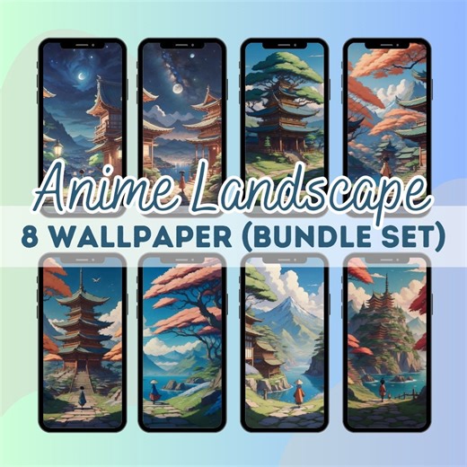 Anime Landscape Wallpaper | Phone Lock Screen Bundle (digital Download) - Etsy