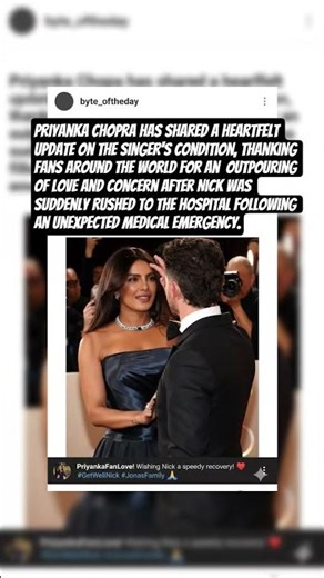 🚨 Priyanka Chopra Shares Health Update on Nick Jonas #bollywood #bollywoodbuzz #peecee #nickyanka
