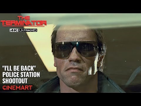 TERMINATOR (1984) | "I'll be Back" | Police Station Shootout Scene 4k UHD