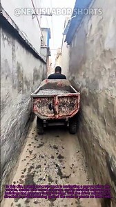 Concrete Transportation: Small Truck Maneuvering Through Narrow Alley #Shorts