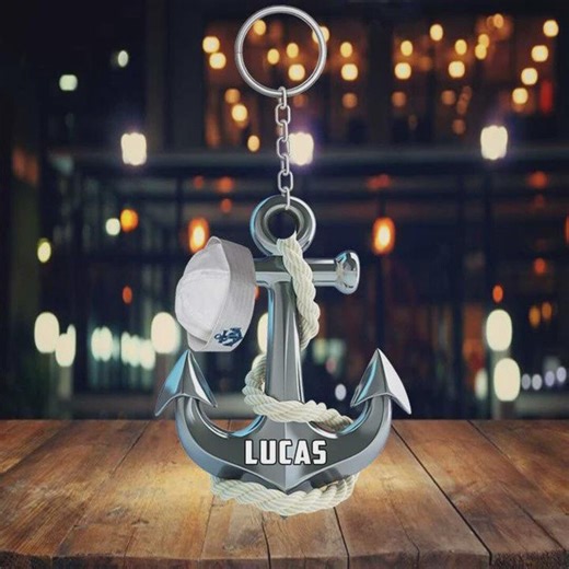 Personalized Anchor Keychain, Custom Name Acrylic Flat Keychain for Sailor, Captain - Etsy