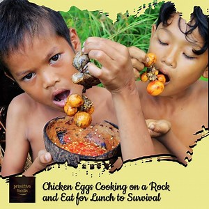 459K views · 2.2K reactions | Chicken Eggs Cooking on a Rock and Eat for Lunch to Survival - Primitive Foodie | Primitive Foodie | Facebook