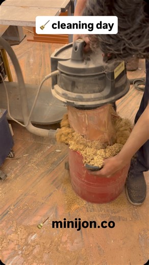 Nishant Jonathan on Instagram: "The not so beautiful side of woodworking. The vacuum was not only full but I think it was under compression as the sawdust just poured out as I opened it 🤣😂😷 All tools in my workshop as equipped with a separate vaccum system as there is no central dust collection. So each one requires a maintenance routine 🥱😑boring but essential work 🪚🪵⚙️ #tools #asmr #workshop #homeworkshop #garageshop #woodwork #tipsandtricks #woodcraft #designstudio"