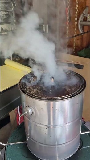 making charcoal for black powder, in my home made Pyrolyzer. running about 645 degrees F.