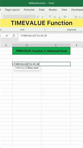 TIMEVALUE Function in Advanced Excel | 350 Excel Formulas #30 #excel #exceltutorial #exceltips