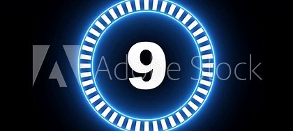 “A dual neon circle countdown timer animation from 20 to 0 seconds, designed as an analog-style neon clock icon.”