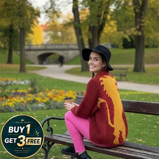 Lion Crochet Cardigan Pattern PDF | Gryffindor Inspired Oversized Sweater | Fantasy Lion Motif Coat | Instant Download | - Etsy