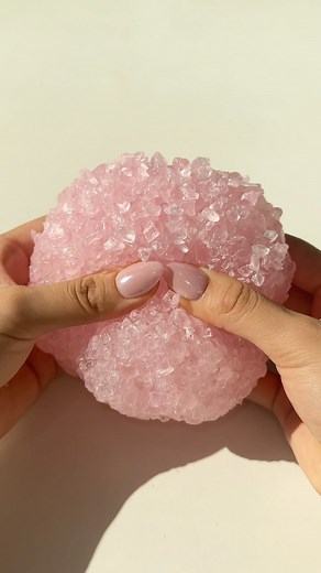 What would you name this slime? ✨ I love the crunches these crystal beads make - this one looks like rose quartz! #snoopslimes #slimeasmr | Snoopslimes