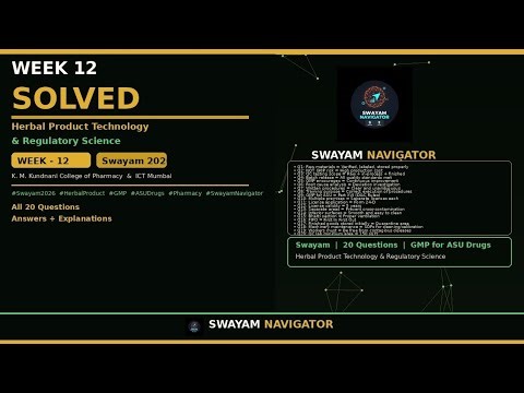 Herbal Product Technology Week 12 | NPTEL ANSWERS 2026 | Herb-Drug | #nptel2026 #pharmacognosy