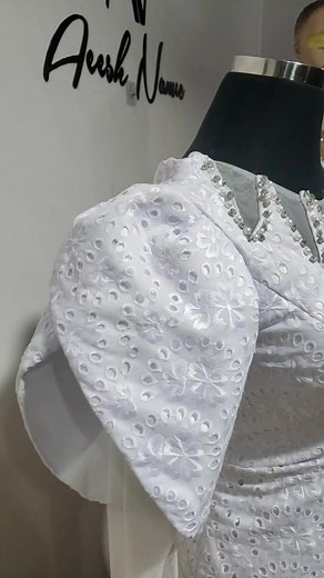 White Lace Asoebi Komole Style for Muslim Bride