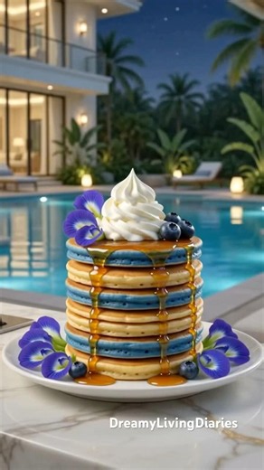 The Perfect Blue Pancake Stack 🥞✨ #asmr #cooking #aesthetic #shorts
