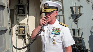 NORFOLK, Va. (September 1, 2024) Adm. Daryl Caudle, commander, U.S. Fleet Forces Command, (USFFC), speaks to the crew of the Arleigh Burke-class guided missile destroyer USS Laboon (DDG 58), after Laboon returned to it’s homeport. Laboon, assigned to Dwight D. Eisenhower Carrier Strike Group (IKE CSG), returned to its homeport on Naval Station Norfolk on September 1 following a deployment to the U.S. 5th and 6th Fleet areas of operations. (U.S. Navy video by Mass Communication Specialist 2nd Cla