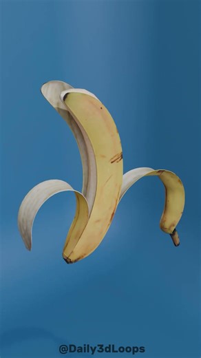 This Banana Peels Too Perfectly 🍌 | Banana peeling ASMR 3D animation loop. 🍌