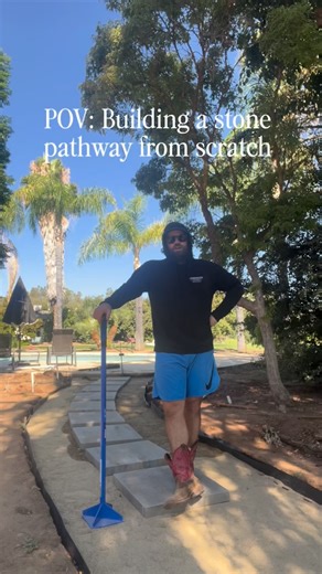 Tyler Collier | Today I finished building my river rock pathway! | Instagram