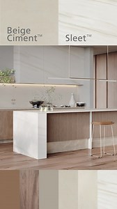 A mix of warm neutrals and natural materials and textures creates a kitchen that has presence and character. A combination of two Caesarstone® Porcelains - Sleet (for the island bench and rangehood fascia) and Beige Ciment™ (benchtops) - teams perfectly with the mid tone timber cabinetry and flooring. Order a sample of your favourite Caesarstone® Porcelain surface today. www.caesarstone.com.au/porcelain-collection/ #caesarstoneau #porcelain #sustainablebeauty #kitchenstyle #interiordesign | Caes