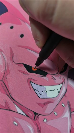 Kid Buu acrylic painting final part #dbz #dragonball #goku #anime #drawing #animedrawing #animeart