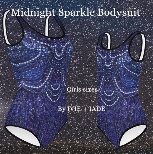 Girls Midnight Sparkle Bodysuit | Kids Dark Blue Rhinestone Print Leotard | Tween Concert Outfit | Pop Star Inspired Costume - Etsy