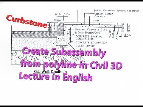 how to create subassembly from polyline in civil 3d Curbstone lecture in English Part-1