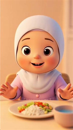 “Bismillah Before Eating | Good Islamic Habit for Kids 🌸”
