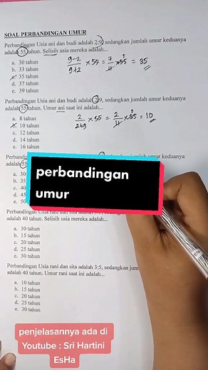 Soal Perbandingan Umur untuk Ujian Psikotes