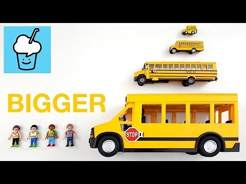 Learning bigger and bigger for kids with playmobil school bus