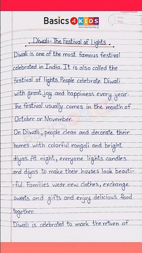 Diwali - The Festival of Lights Essay in English | Short Essay on Diwali in English | Essay Writing