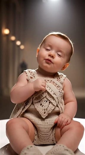 Luxury Baby Fashion: Elegant Crochet Couture Dungaree | Cute Baby Sounds & 4K #crochet #crochetdress