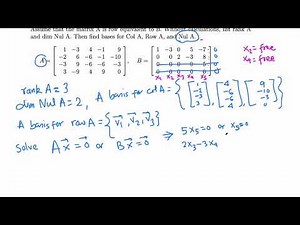 Linear Algebra: Row, Column and Null Space of a matrix