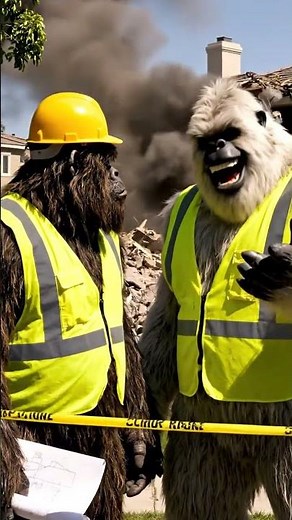 Yeti Talks Bigfoot Into Demolition Up the Wrong House #shorts #bigfoot #yeti #bigfootandyeti