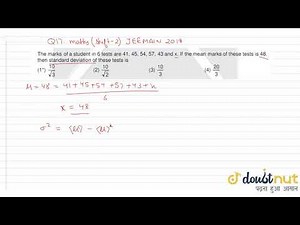 The marks of a student in 6 tests are `41, 45, 54, 57, 43` and x. If the mean