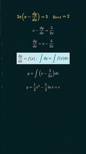 2x(x-dy/dx)=5, y(1)=2