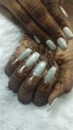 Silver Glitter Nail Art | Nail Extension | Shibangi Art Academy ☎️ 7044233263
