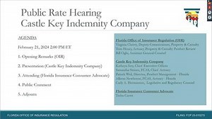 2/21/24 Office of Insurance Regulation Rate Hearing for Castle Key Indemnity Company - The Florida Channel - The Florida Channel