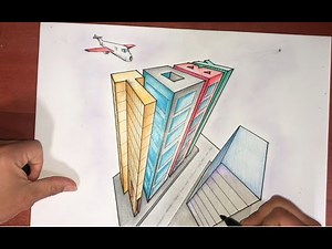 Cómo dibujar nombres y edificios con perspectiva de tres puntos de fuga