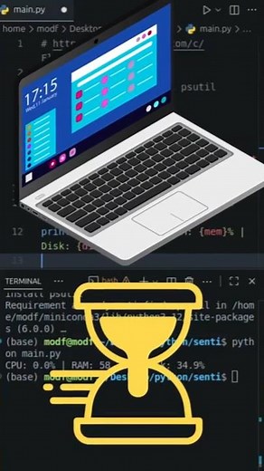 PC Slow? Check Performance in 3 Lines of Python!🤯 #python #coding #programming #ai #techshorts #code