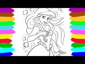 Comment Colorier Princesse Disney Ariel. How to Draw Disney Ariel Princess