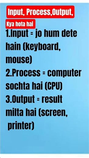 Input, Process, Output kya hota hai #ytshorts #computereducation #learncomputer #computertechnic