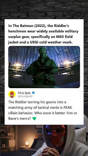 The Batman 2022 Riddler Henchmen Military Surplus Gear Explained