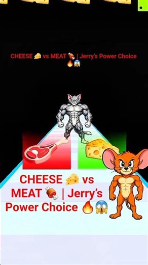 🐭 Cheese Power vs Meat Power 🥩 | Who Will Defeat The Monster Cat? 😱🔥#Shorts #Jerry #CheesePower