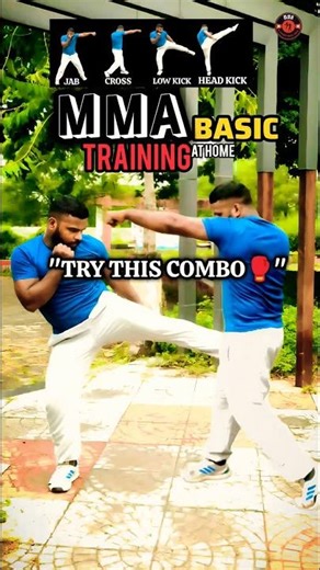 Best MMA Combo for Beginners 🔥 | 1-2 Punch + Low Kick + Head Kick | MMA Training at Home 🥊
