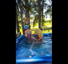 Hot Tub Fun with Creepy Clown Masks